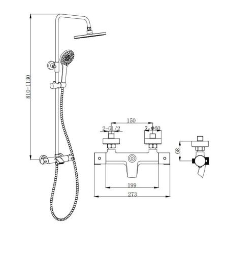 Душевая стойка BOCH MANN OGLIO TS BM9648 настенная цвет хром с термостатом - фото 3