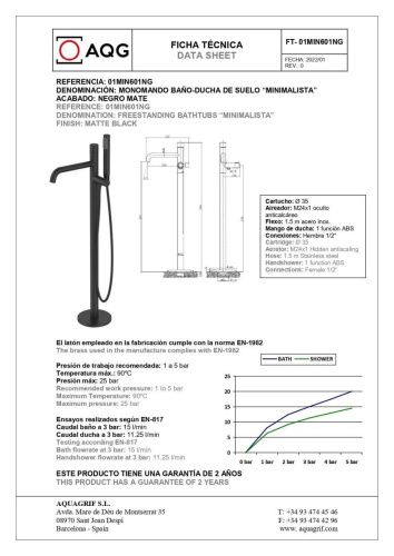 Смеситель AQG Min 01MIN601NG напольный черный - фото 2