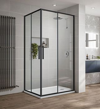 Душевой уголок Vincea Slim-U VSS-2SU8010CLB 100х80 стекло прозрачное профиль черный без поддона