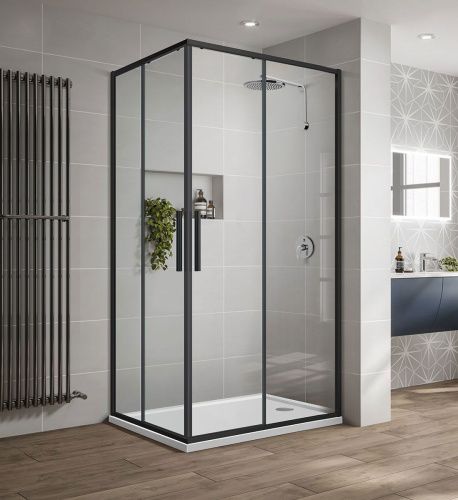Душевой уголок Vincea Slim-U VSS-2SU8010CLB 100х80 стекло прозрачное профиль черный без поддона