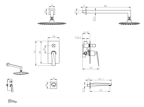 Душевая система Boheme Venturo 384-B-2 встраиваемая в стену цвет черный - фото 2