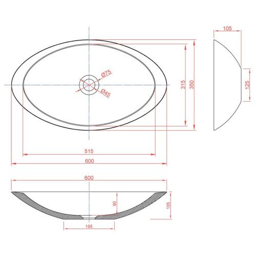 Раковина из искусственного камня MonteBianco Gondola Tre 13043 60х40 накладная цвет белый без отверстий под смеситель - фото 5