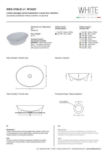Раковина керамическая White Ceramic Idea W1020705 50х40 накладная цвет черный - фото 2