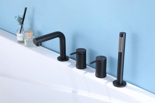 Смеситель Abber Emotion AF8813B на борт ванны черный - фото 2