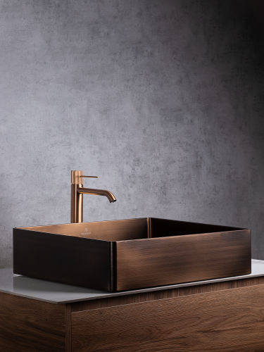 Раковина из нержавеющей стали AltroBagno Accordo AltroBagnoAccordo001012BrAn 50х40 накладная цвет бронза - фото 3