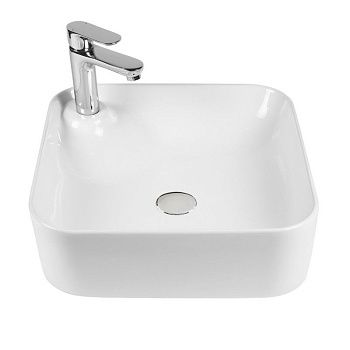 Раковина из сантехнического фарфора Bond Cube S04-430 40х40 накладная цвет белый 1 отверстие под смеситель