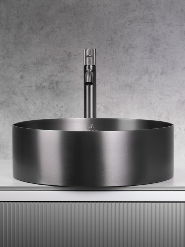 Раковина из нержавеющей стали AltroBagno Luna AltroBagnoLuna001002MtGr 40х40 накладная цвет оружейная сталь - фото 3