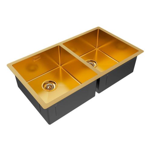 Кухонная мойка Paulmark GERBERG 78/2 UNI PM237844-BG 35х40 цвет золото поверхность брашированная - фото 2