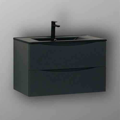 Раковина из сантехнического фарфора Bond Cube S05-808 80х50 встраиваемая цвет черный 1 отверстие под смеситель - фото 4