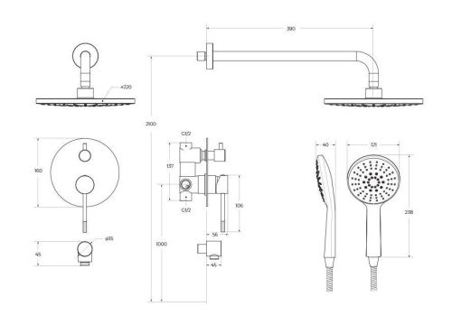 Душевая система Cezares RELAX RELAX-DSET-NOP встраиваемая в стену цвет черный - фото 3