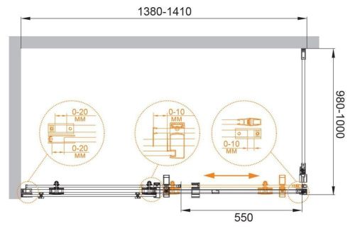 Душевой уголок Cezares STYLUS-M STYLUS-O-M-AH-1-140/100-C-Cr 140х100 стекло прозрачное профиль хром без поддона - фото 4
