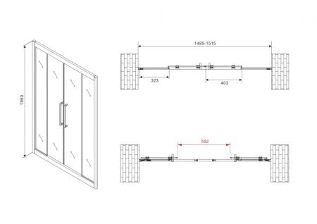 Душевая дверь Abber Schwarzer Diamant AG33150H 150х195 стекло прозрачное профиль хром