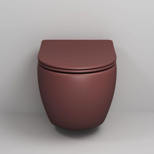 Унитаз подвесной Grossman Color GR-4455VIMS бордовый с сиденьем безободковый каскадный смыв - фото 3