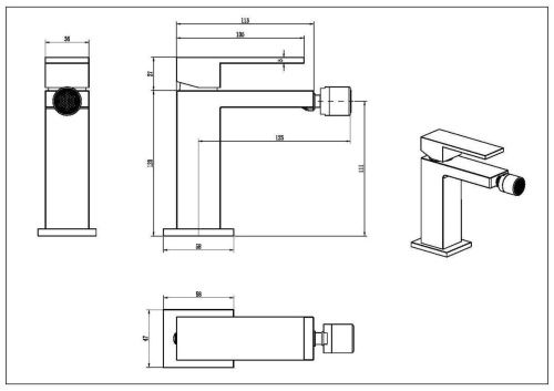 Смеситель Boheme Qubic 476-SGM на биде серый - фото 2
