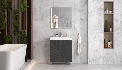 Тумба под раковину Velvex EDGE tn.EDG.9696.70.2Y графит 70х40 напольная цвет серый - фото 5