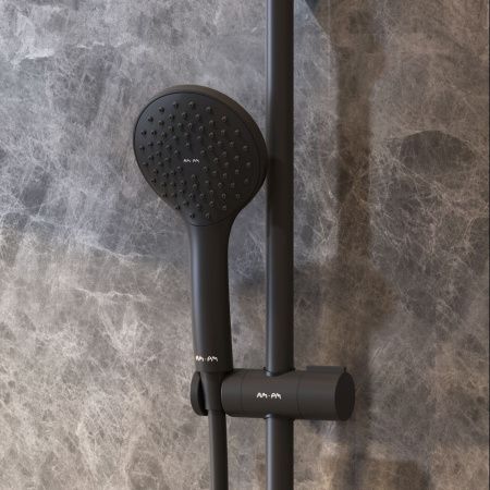 Комплект душевого уголка с душевой системой и аксессуарами Am.Pm Gem WK90EO стекло прозрачное профиль черный без поддона