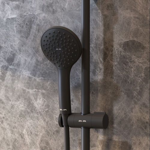 Комплект душевого уголка с душевой системой и аксессуарами Am.Pm Gem WK90EO стекло прозрачное профиль черный без поддона - фото 5