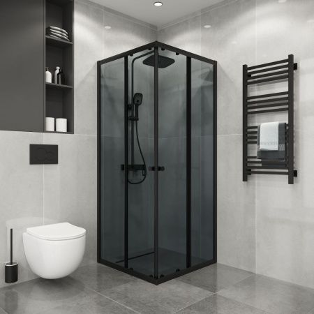 Душевой уголок Niagara Eco NG-1008-14QT 80х80 стекло тонированное профиль черный без поддона