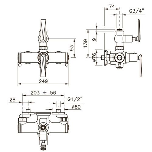 Смеситель для душа Nicolazzi Termostatico 4917BZ69 настенный бронза с термостатом - фото 2