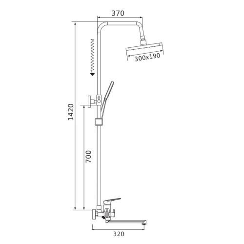 Душевая стойка Raffine F3685T настенная цвет оружейная сталь - фото 3