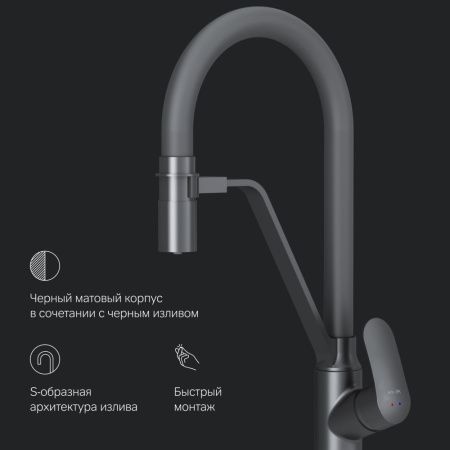 Смеситель для кухни Am.Pm Like F8007822 на мойку черный