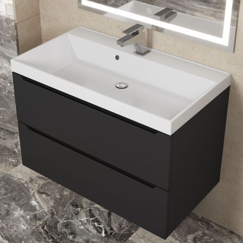 Тумба под раковину Uperwood Tanos 291020232 80х50 подвесная цвет черный - фото 5