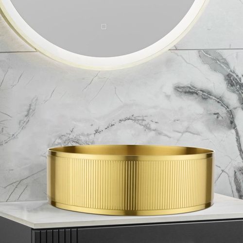 Раковина из нержавеющей стали AltroBagno Costoso AltroBagnoCostoso001005OrSp 40х40 накладная цвет золото - фото 2