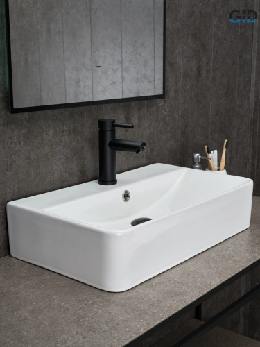 Раковина керамическая Gid Geométrico 51226 60х40 накладная цвет белый 1 отверстие под смеситель - фото 2