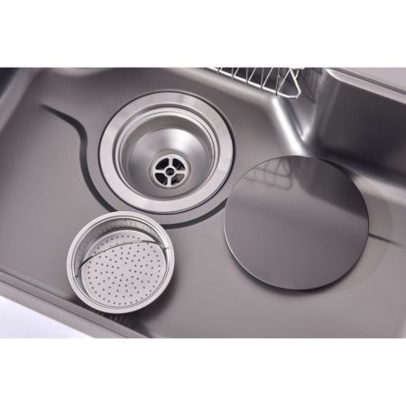 Кухонная мойка Fmark FSC7846Q 80х45 цвет серый поверхность матовая