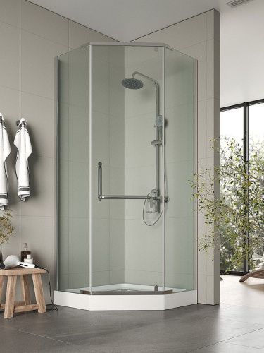 Душевой уголок Agger A03-090TCR 90х90 стекло прозрачное профиль хром с поддоном - фото 2