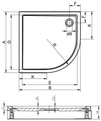 Душевой поддон акриловый Riho DAVOS D002018005 80х80 белый с ножками - фото 2
