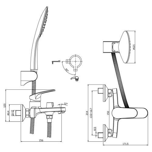 Смеситель для ванны Rossinka RS45 RS45-30 настенный хром - фото 3