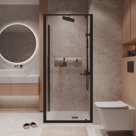 Душевой уголок Niagara Nova NG-85-10AB-A90B-34 100х90 стекло прозрачное профиль черный без поддона