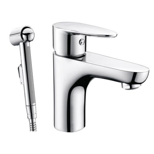 Комплект: смеситель с гигиеническим душем Wasserkraft Leine 3500 3508 на раковину хром - фото 4