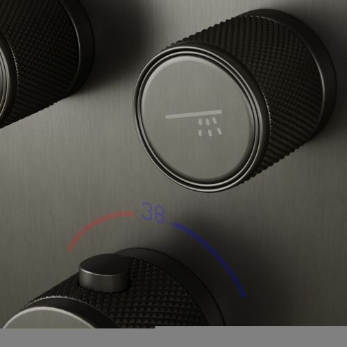 Душевая система Sancos Space SC3006GMG встраиваемая в стену цвет вороненая сталь с термостатом - фото 4