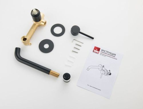 Смеситель для раковины Timo Saona 2372/03SM встраиваемый в стену черный - фото 4