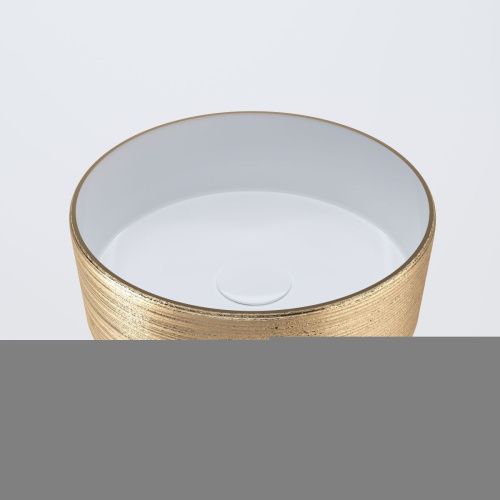 Раковина из сантехнического фаянса Grossman COLOR GR-5010GW 40х40 накладная цвет белый/золото - фото 2