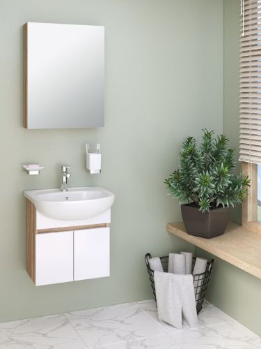 Тумба под раковину Runo ЛАДА 00-00004577 50х30 подвесная цвет белый - фото 3