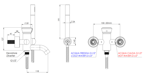 Смеситель для ванны Remer Element ET02RP настенный медь - фото 2