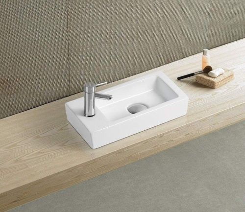 Раковина из сантехнического фаянса CeramaLux 9272R 40х20 накладная цвет белый 1 отверстие под смеситель - фото 3