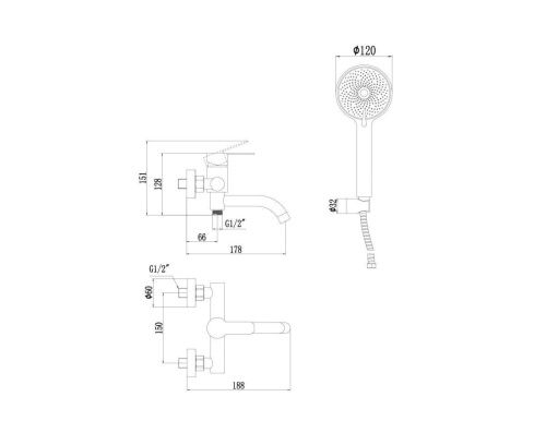 Смеситель для ванны и душа Fmark FS8206C настенный золото - фото 2