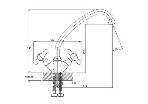 Смеситель для кухни Haiba HB25 HB4125 на мойку хром - фото 2