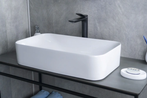 Раковина керамическая Gid Geométrico 51199 60х40 накладная цвет белый без отверстий под смеситель - фото 4