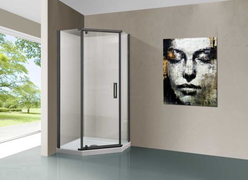 Душевой уголок Vincea Stresa VSP-1S900CLGM 90х90 стекло прозрачное профиль вороненая сталь без поддона - фото 2
