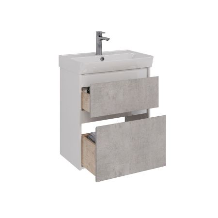 Тумба под раковину LeMark Combi LM03C60T-Beton 60х30 напольная цвет серый/белый