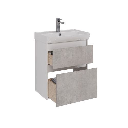 Тумба под раковину LeMark Combi LM03C60T-Beton 60х30 напольная цвет серый/белый - фото 2
