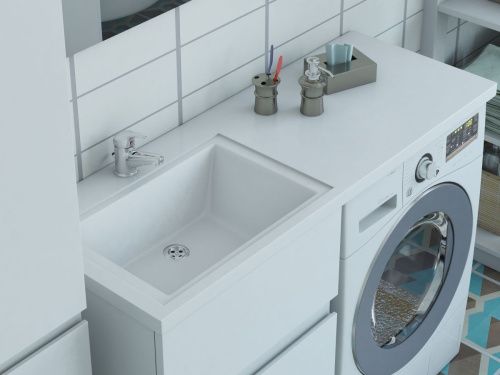 Раковина из искусственного камня Эстет Далллас ФР-00014930 120х50 накладная цвет белый 1 отверстие под смеситель - фото 4