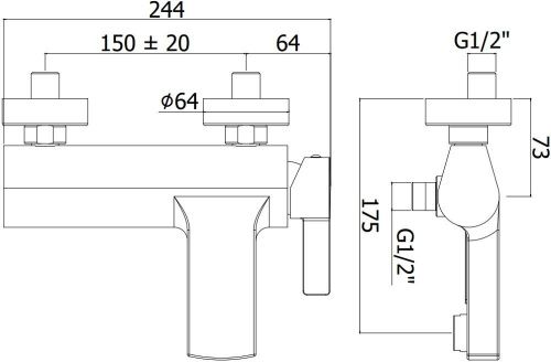 Смеситель для ванны с душем Paffoni Rock RO023CR настенный хром - фото 2
