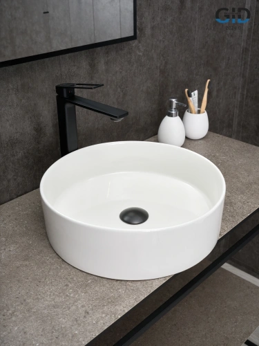 Раковина керамическая Gid Esfera 51143 40х40 накладная цвет белый без отверстий под смеситель - фото 3