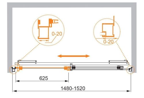 Душевая дверь Cezares LUX-SOFT LUX-SOFT-W-BF-1-150-C-Cr-IV 150х200 стекло прозрачное профиль хром - фото 3